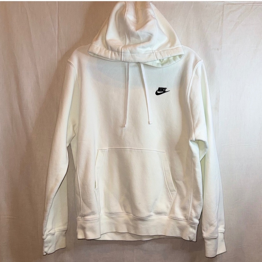 Nike Sportswear Club Fleece Hoodie White Unisex Medium Embroidered Swoosh